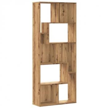 Estantería de madera de ingeniería roble artisan 67x24x161 cm, librería decorativa en cartón, soporte para libros, color marrón