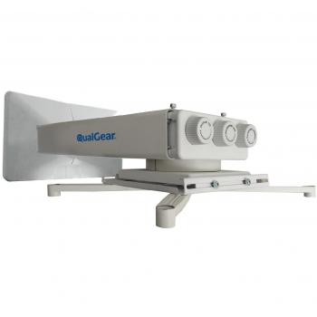 QualGear Fine Tune Adjustable Universal Projector Wall Mount (White)