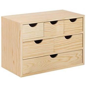 Mini cómoda de madera multiusos con 6 cajones 40 x 20 x 28 cm