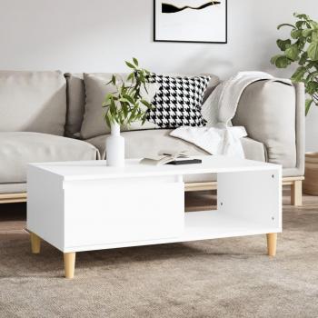 Mesa de centro blanca 90x50x36,5 cm en madera contrachapada