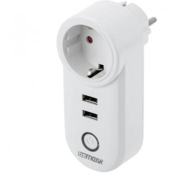 Enchufe Inteligente 16A 3680W WiFi Blanco con Dos Puertos USB Compatible con Google Home, Alexa e IFTTT