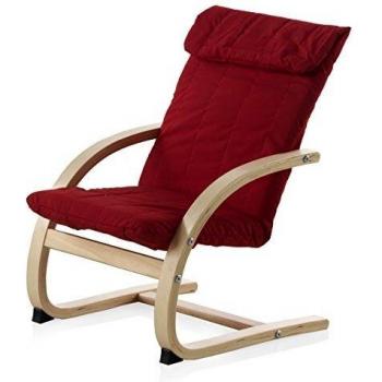 GEESE Sillón Infantil de Madera y tapizado, Natural y Rojo, 47x44x64 cm