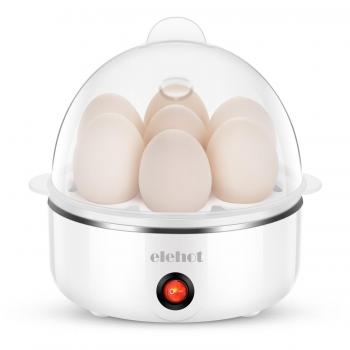 ELEHOT Cocedor de Huevos Hervidor de Huevos eléctrico con Capacidad para 1-7 Huevos Moderno,350W,sin BPA, Blanco
