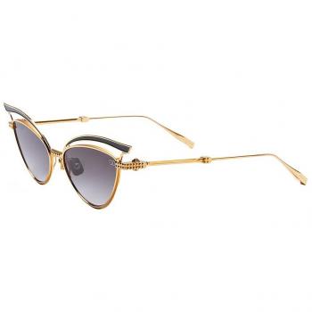 Valentino Glassliner Sunglasses - Yellow Gold Black Enamel/Dark Grey, Female, Yellow, Size: 55 MM