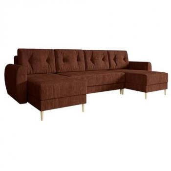 Sofá rinconero Memphis 140, rojo, función de descanso, caja de ropa de cama, 307x139x95cm