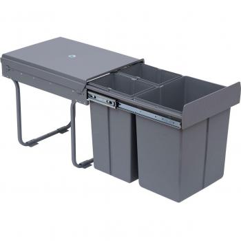 HOMCOM Cubos de Basura Extraíbles para Cocina 3 Contenedores de Reciclaje 1x20L y 2x10L Clasificación de Residuos Metal y Plástico 48x34