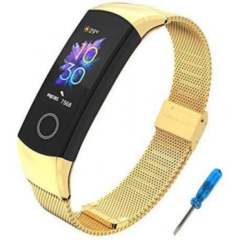 SenMore Correa Compatible para Honor Band 4 Band 5, Pulsera Correa de Acero Inoxidable Agradable Impermeable reemplazo Correa Para Honor Band 5 Band 4