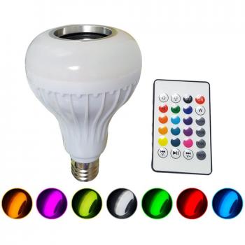LEDMOMO Bombilla LED con altavoz integrado Bluetooth, lámpara cambiante RGB Audio estéreo inalámbrico con control remoto