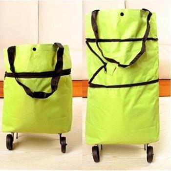 whh supermercado portátil carrito de la compra Palanca/Palanca/plegable carrito de la compra/juegos/portátil bolsa de almacenamiento verde