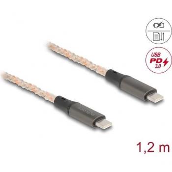 Cable USB 2.0 Tipo C de carga y sincronización con iluminación RGB, 100 W, 1.2 m