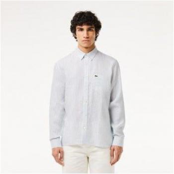 Lacoste Men's Regular Fit Blue Striped Linen Shirt Size 43