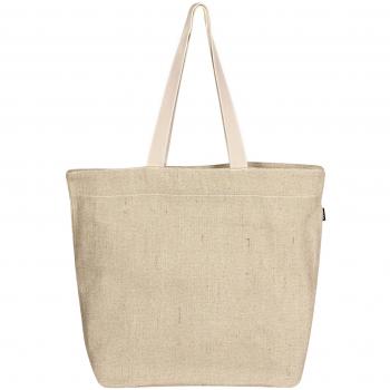 Eono Essentials - Bolsa al hombro de 100 % algodón/yute, grande, reutilizable y ecológica, Beige