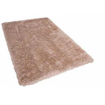 Alfombra Peluda Beige de Pelo Largo 140 x 200 cm Rectangular con Mechones de Algodón Cide
