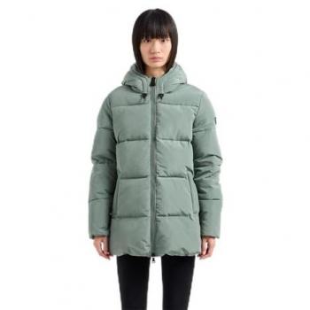 Emporio Armani EA7 Women's Green Warm Down Jacket with Hood, Size S