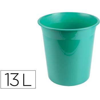 Papelera de plástico Liderpapel menta opaco 13 litros 275x285 mm verde menta
