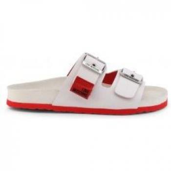 Chanclas de Piel Block blanco Love Moschino