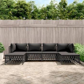 vidaXL 6-Piece Anthracite Steel Garden Lounge Set with Cushions