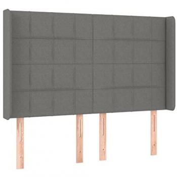Cabecero con LED de tela gris oscuro 147x16x118/128 cm