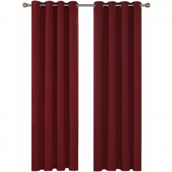 Deconovo Cortinas Habitacion Aislantes Termicas para Dormitorio con Ojales 2 Piezas 117 x 229 cm Rojo Oscuro