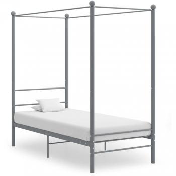 Cama con dosel de metal gris 90x200 cm