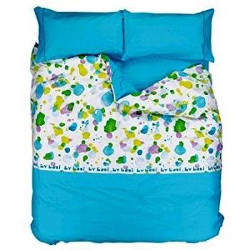 ByBasi Lluvia Funda nórdica de diseño Color Turquesa 003-Burrito Blanco, Algodón 100%, 90