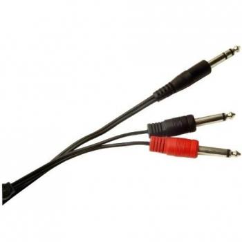 1 x 6.3mm Stereo Jack Plug - 2 x 6.3mm Mono Jack Plugs, plomo 2m