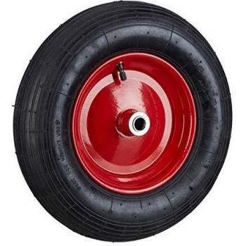 Rueda de Carriola Neumática 4.80-4.00-8, Carga Máxima 120 kg, Repuesto con Válvula, Color Negro-Rojo
