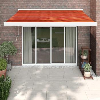 Toldo retráctil de aluminio y tela naranja y marrón 3x2,5 m
