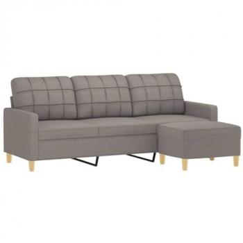 Sofá de 3 plazas con reposapiés Tortorora 180 cm en tela gris taupe