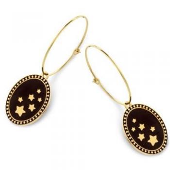 Pendientes Ovalados con Estrellas para Mujer CO88 Colección 8CE-70123, Color Negro