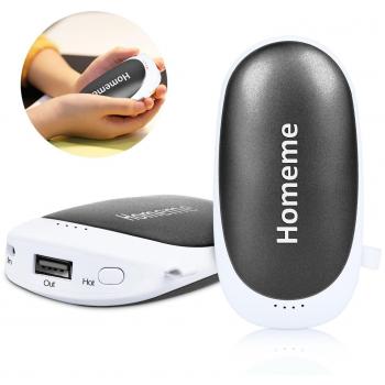 Calentador de manos – homeme y calentador de manos batería USB portátil 5200 mAh Banco de alimentación 2 en 1, negro