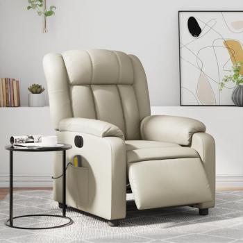 Sillón de masaje reclinable eléctrico de cuero sintético en colores negro, crema y marrón, ideal para dormitorio, cómodo y relajante