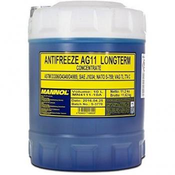 Anticongelante MANNOL AG11 Largo Plazo 10L Concentrado Azul Sin Nitritos, Fosfatos ni Aminas