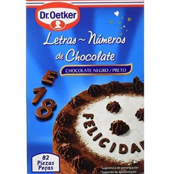 DR. OETKER Letras y Números de Chocolate | Kit con Números y Letras de Chocolate para Decorar y Personalizar Recetas de Repostería - Caja con 82 piezas