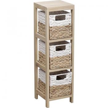 Mueble auxiliar 3 cestas blanco/natural 22x22 cm