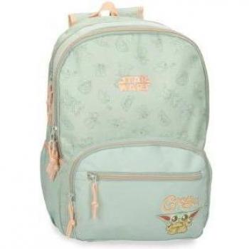 Mochila Escolar Grogu Verde con Diseño de Star Wars y Doble Compartimento