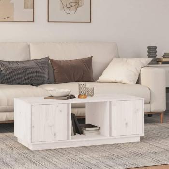 Mesa de centro blanca de madera maciza de pino 110x50x40 cm