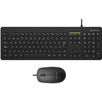 UNYKAch Kit Teclado Ergonómico con 108 Teclas de Membrana + Ratón con 2400 dpi Combo MK211 Pro Slim