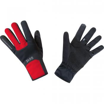 GORE Wear Guantes cortavientos unisex, M GORE WINDSTOPPER Thermo Gloves, Talla: 9, Color: Negro/Rojo, 100310