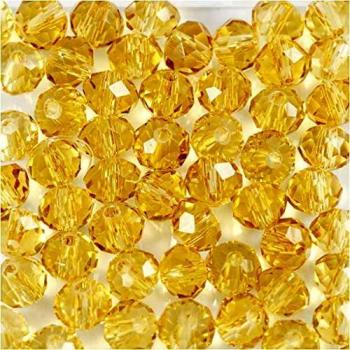 Perlas Facetadas Amarillas de 4 mm, con diámetro interior de 1 mm, paquete de 45 piezas