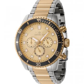 Reloj de pulsera Invicta Pro Diver 46061 - Cuarzo - Acero inoxidable - 45 mm - Dos tonos (Oro amarillo y Gris plata) - Dial de latón para Hombre
