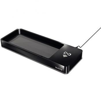 Leitz Organizador de escritorio, Con cargador de inducción inalámbrico integrado para smartphones, Negro/Gris, WOW, 53650095