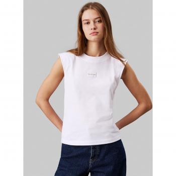 Calvin Klein Women's Relaxed Fit Sleeveless White Cotton T-Shirt, Size M