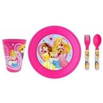 Juego Menaje 3d - Plato Copa Cubiertos Disney Princesas