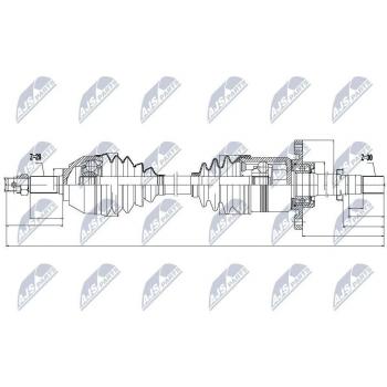 Árbol de transmisión NTY NPW-NS-049, compatible y de alta calidad