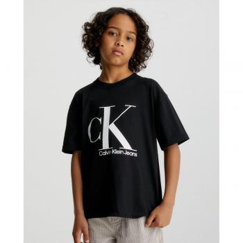 Camiseta de niño negra de manga corta Calvin Klein