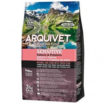 ARQUIVET Pienso Premium Sensitive salmón y Patata 3 kg - Pienso Natural para Perros Adultos de Razas Grandes - Alimento seco para Perros - Alta digestibilidad, gastrointestinal