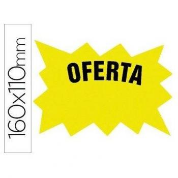 Cartel cartulina etiquetas marcaprecios amarillo fluorescente 160x110 mm -bolsa de 50 etiquetas