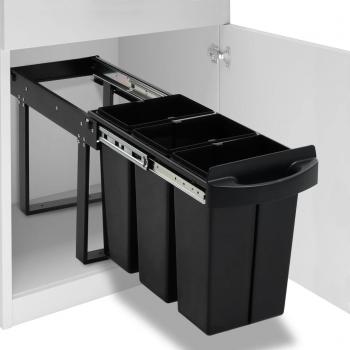 Cubo de basura extraíble para armario de cocina con cierre suave 36L