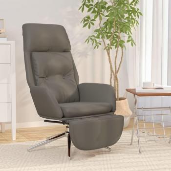 Sillón de Relax con Reposapiés en Cuero y Similpiel Gris